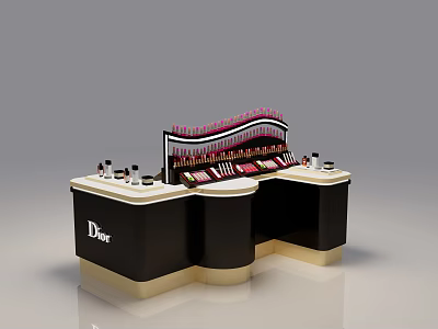 Dior Cosmetics Mall Store With Black Gold Counter And Makeup Product Displays 3d model