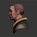 Game Movie Character 3D Model Red Short Hair Serious Expression Yellow Collar Jacket Red Turtleneck