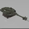 3D Rendered Military Tank With Green Camouflage Long Cannon And Dark Background