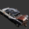 Rusty black and white sedan 3d model