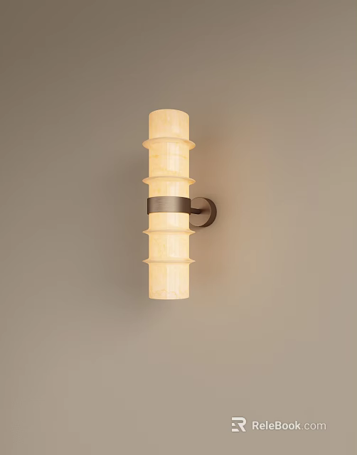 Modern Wall Light With Cylindrical Layered Frosted Glass Shade and Metal Mounting Ring 3d model 