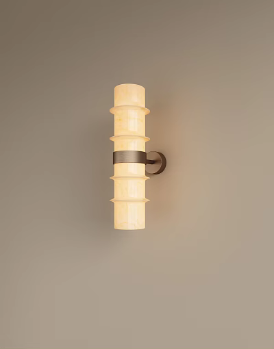 Modern Wall Light With Cylindrical Layered Frosted Glass Shade and Metal Mounting Ring 3d model