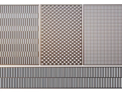 Modern Metal Partition Design With Striped Grid And Perforated Patterns 3d model