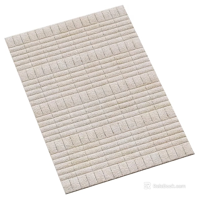 Square Beige Woven Carpet With Striped Pattern For Modern Minimalist Space 3d model