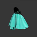 Elegant Strapless Black Turquoise Cocktail Dress With Lace Trim And Chiffon Skirt