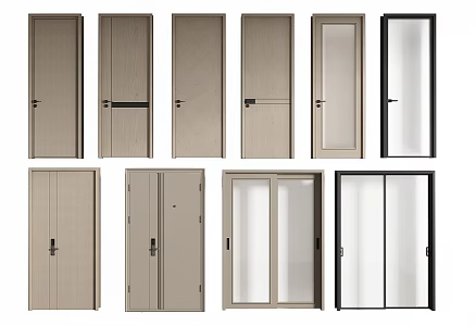 Modern swing door single door bedroom door security door sliding door kitchen and bathroom door 3d model