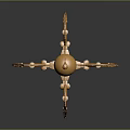 Golden Mechanical Spider With Multiple Legs Shiny Sphere Body And Reflective Surface