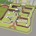Modern School Campus Architectural Design Featuring Green Roofs Sports Field And Running Track