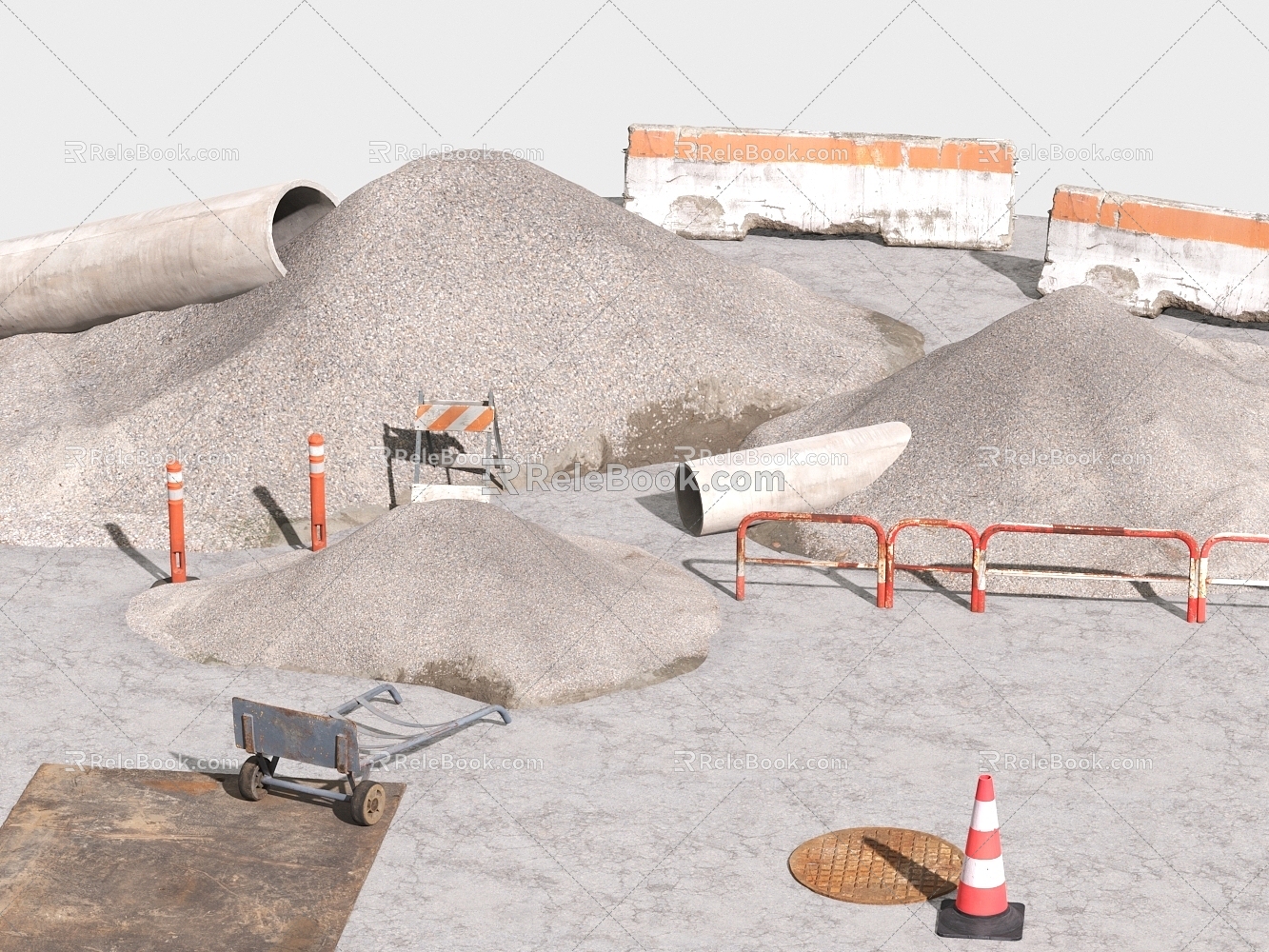 Road Maintenance Facilities Site Construction Site Traffic Pavement Maintenance Scenario Traffic Facilities 3d model