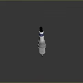 Six Spark Plugs With Silver Metal Black Tops Blue Stripes Neatly Arranged With Reflections