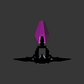 Futuristic Spacecraft Design With Pink Cone Top And Blue Thrusters For Space Exploration