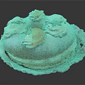 Delicious Cream Ring Cake With Powdered Sugar Whipped Cream And Orange Decorations On Silver Tray