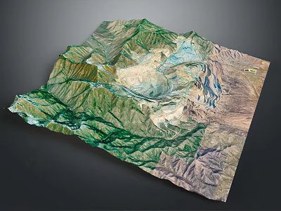 3D Garden Landscape Terrain Model Featuring Green Vegetation Mountain Slopes and Natural Valleys 3d model