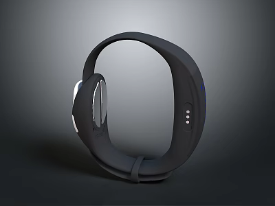 Modern Black Smart Watch With Sleek Strap And Digital Display Design 3d model