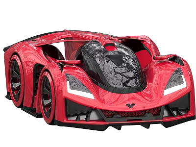 Red Sports Car With Futuristic Design Sleek Body Aerodynamic Shape And Distinctive Front Fascia 3d model