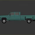 Detailed Turquoise Pickup Truck Model On Dark Background With Reflection