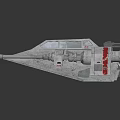 Detailed Mechanical Sci Fi Starship Design With Red Gray Details Cockpit And Engines