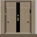 Double Wooden Swing Doors With Modern Frames And Interior Lighting Design 3d model
