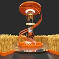 Decorative Installation With Orange Spiral Structure Wheat Ears Surrounding And Illuminated Top