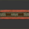 Vintage Red Decorative Storage Box With Pink Flower Pattern Green Background And Golden Edges