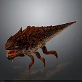 Fierce Red Spiked Reptile Creature Featuring Sharp Teeth Clawed Legs And Textured Scales 3d model