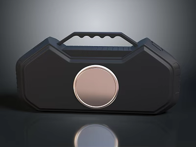 Modern Black Portable Speaker With Handle And Circular Panel Design 3d model