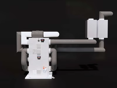 Industrial Equipment With Mechanical Structure Control Panel And Connecting Pipes 3d model