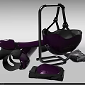 Purple Protective Fitness Gear Set With Helmet Knee Elbow Pads And Training Stand