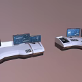 Advanced Modern Control Console Workstations Featuring Multiple Screens And Digital Panels 3d model