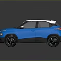 Blue Compact SUV Exterior Design With White Roof And Black Wheels