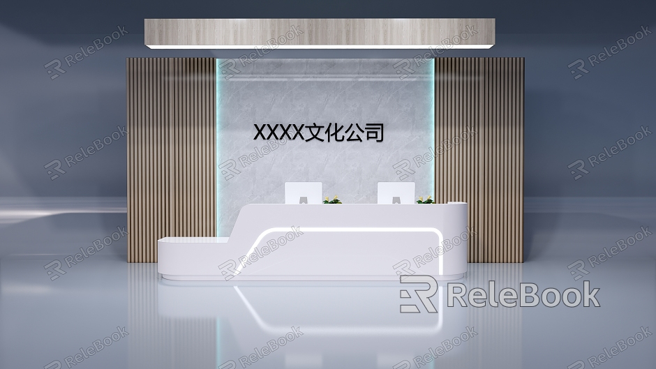 Company front desk background wall reception desk model