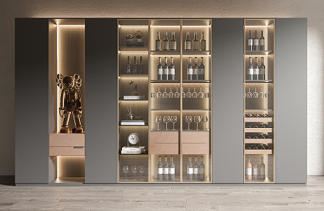 Light Luxury Wine Cabinet 3d model