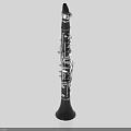 Black Clarinet Musical Instrument With Silver Keys Upright On Light Background