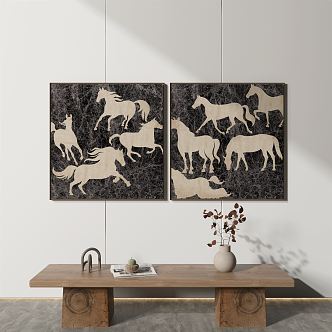 Japanese Animal Painting Abstract Decorative Painting 3d model