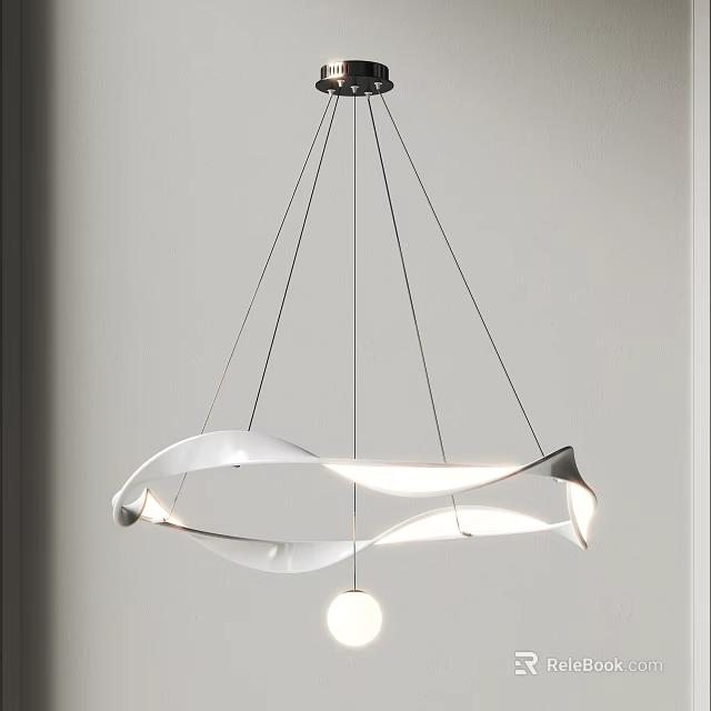 Sleek Modern Chandelier With Twisted Metal Structure And Integrated LED Illumination Design 3d model 