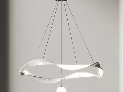 Sleek Modern Chandelier With Twisted Metal Structure And Integrated LED Illumination Design 3d model