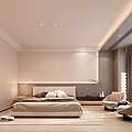 Modern Bedroom Interior Design With Bed Armchairs Floor Lamp Rug And Curtains