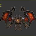 Fierce Demon Game Character With Red Glowing Wings Metallic Body And Horns