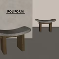 POLIFORM Modern Minimalist Stool With Textured Seat And Wooden Legs