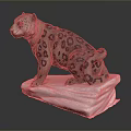 Spotted Cheetah Sculpture Standing On Soft White Base With Detailed Features