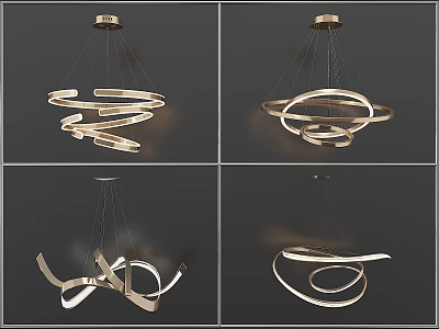 Modern Elegant Chandelier With Spiral Circular Design And LED Lighting Fixture 3d model