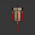Two Traditional Chinese Lanterns With Wooden Frame And Red Decorative Tassels
