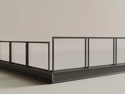 Sleek Modern Railing Design With Glass Panels And Metal Frames 3d model