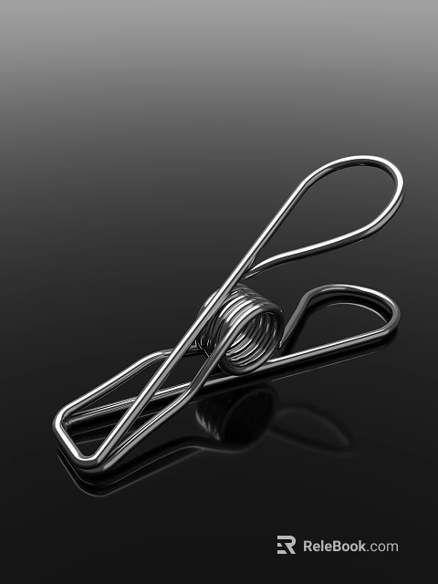 Shiny Metal Hook With Spring Coil Structure And Reflective Surface On Black Background 3d model