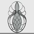 Abstract Decorative Art Piece With Symmetrical Curves And Intricate Grid Pattern Design