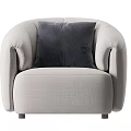 Light Gray Single Sofa With Dark Cushion And Modern Rounded Arm Design 3d model