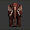 Red Furred Mammoth With Long Tusks Spikes And Red Eyes In 3D Rendering