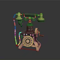 Vintage Rotary Telephone With Gold Accents And Classic Design Details