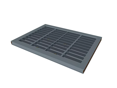 Gray Rectangular Grille Component With Slotted Grid Pattern And Flat Surface Design 3d model