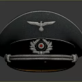 Green Military Hat With Silver Cord Trim And Eagle Badge Red Dot Center Design